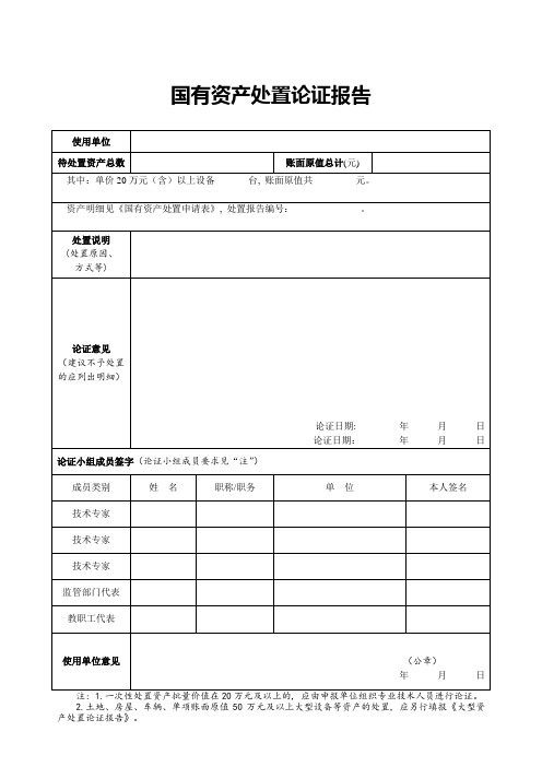 国有资产处置论证报告