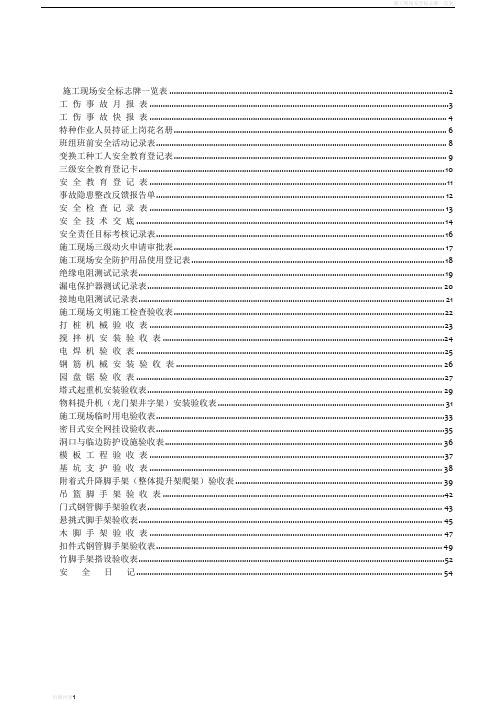 施工现场安全标志牌一览表