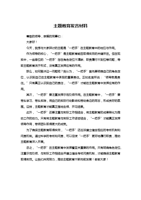 一把手 主题教育发言材料