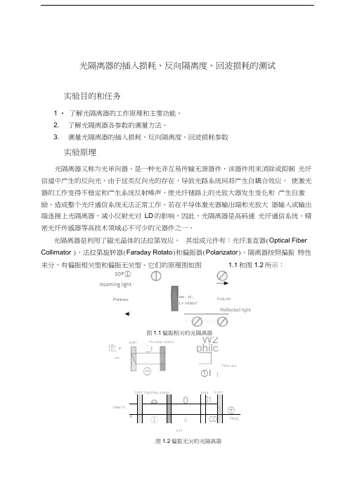 最新光隔离器的插入损耗、反向隔离度、回波损耗的测试