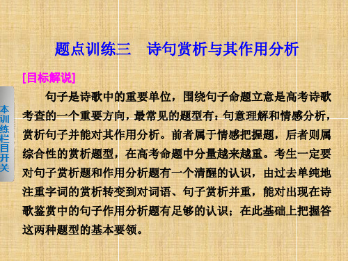 高考语文二轮复习 考前三个月 第三章 题点训练三诗句赏析与其作用分析名师课件