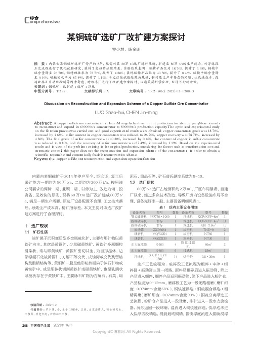 211171137_某铜硫矿选矿厂改扩建方案探讨