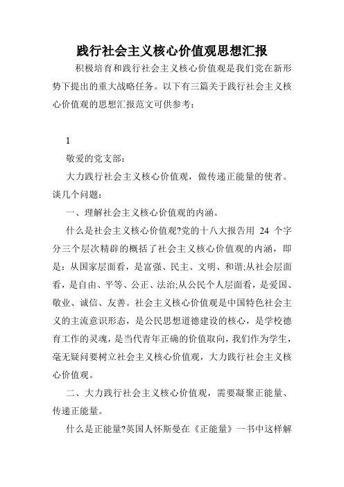 践行社会主义核心价值观思想汇报.doc