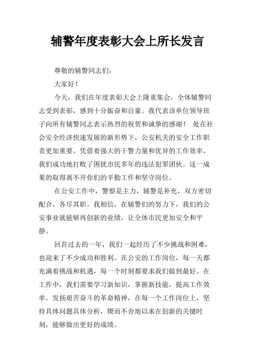 辅警年度表彰大会上所长发言