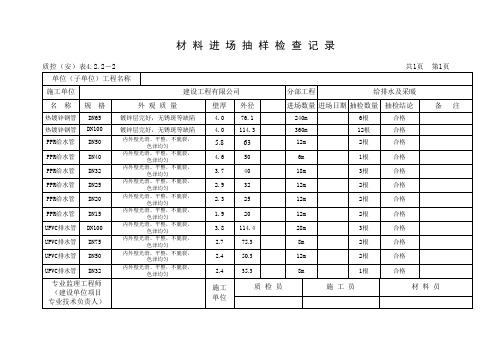 材料进场抽样检查记录填写范本