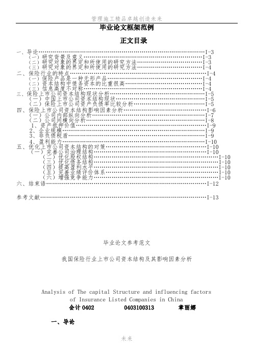 毕业论文框架范例