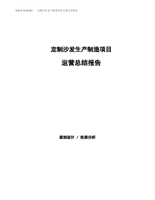 定制沙发生产制造项目运营总结报告