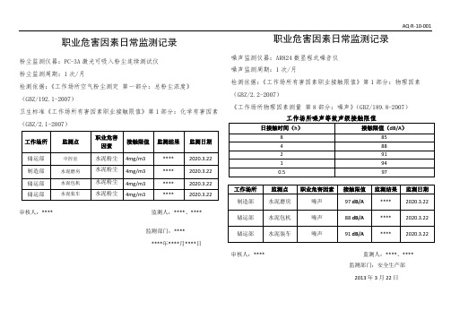 职业危害因素日常监测记录