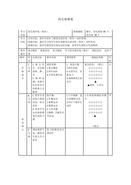 《羽毛球步伐(垫步)》教学设计