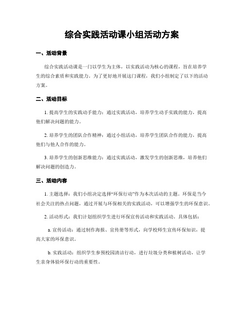 综合实践活动课小组活动方案