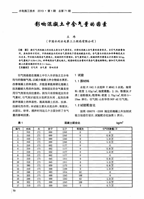 影响混凝土中含气量的因素