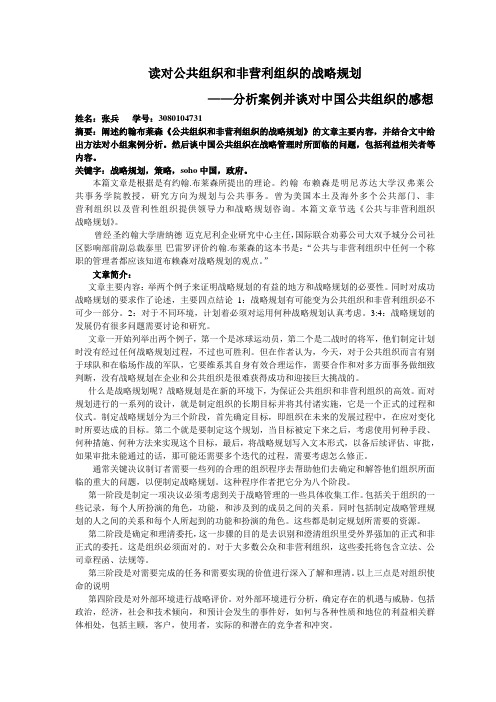 公共组织和非营利组织的战略规划