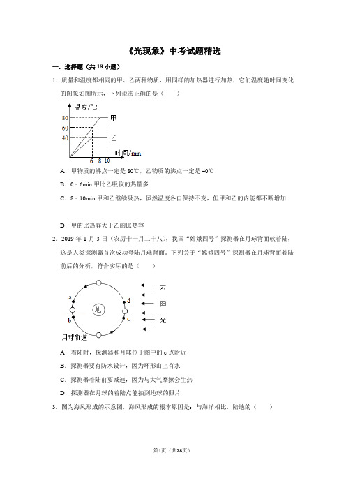 人教版物理中考总复习《光现象》中考试题精选(原卷+解析卷)