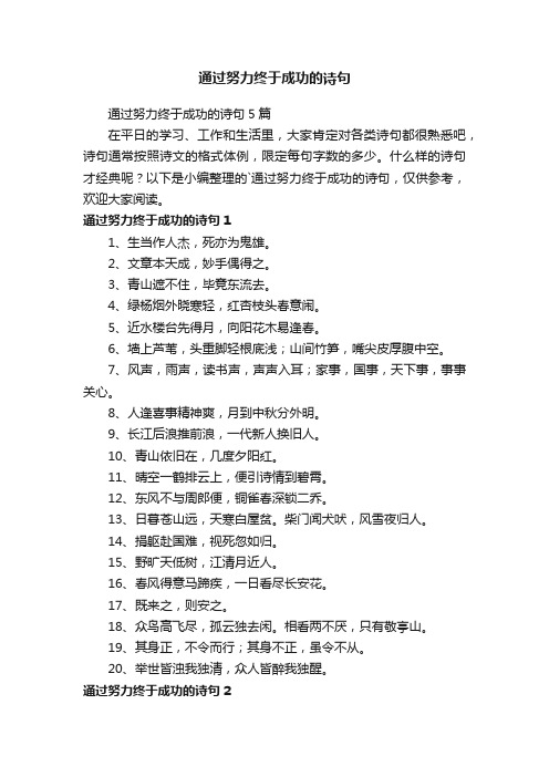 通过努力终于成功的诗句5篇