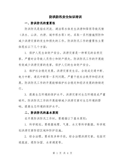 防洪防汛安全知识培训