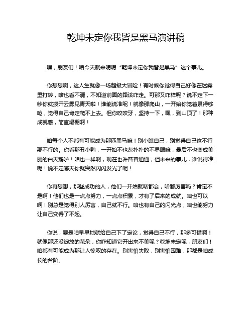 乾坤未定你我皆是黑马演讲稿