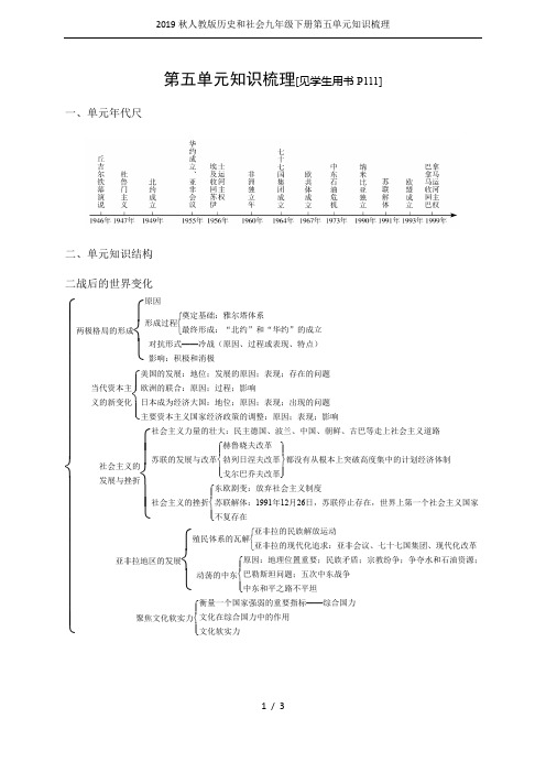 2019秋人教版历史和社会九年级下册第五单元知识梳理
