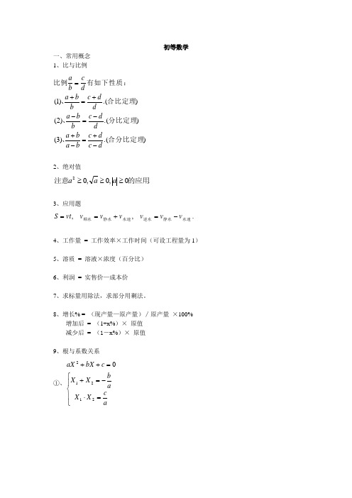 MBA数学初等数学知识点总结