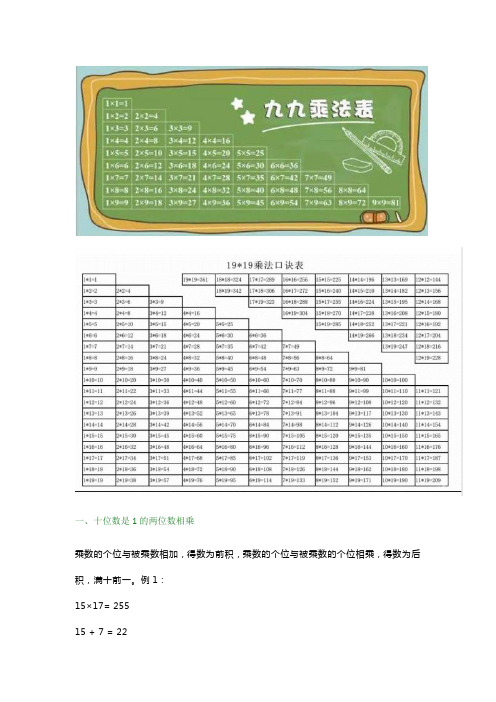 小学数学乘法的速算方法