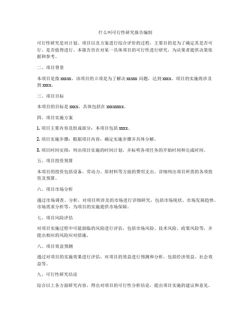 什么叫可行性研究报告编制