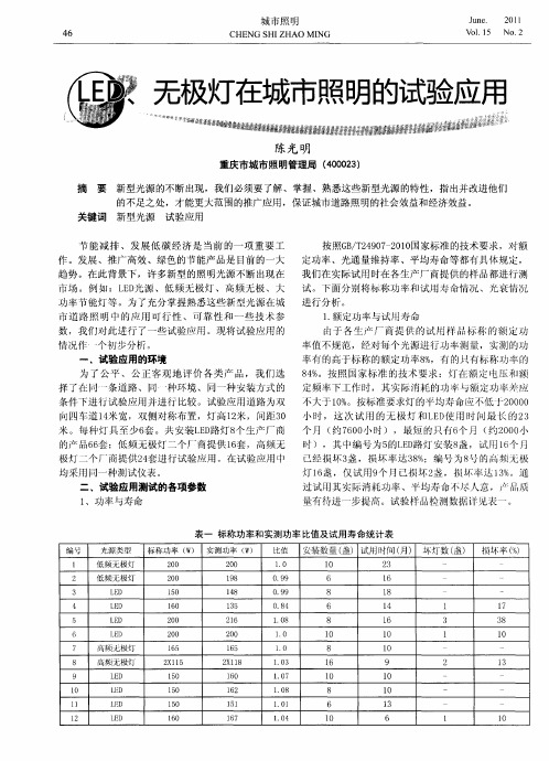 LED、无极灯在城市照明的试验应用