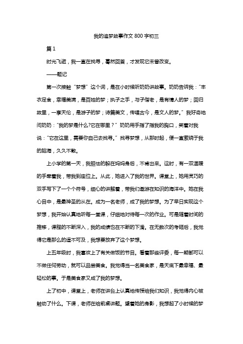 我的追梦故事作文800字初三