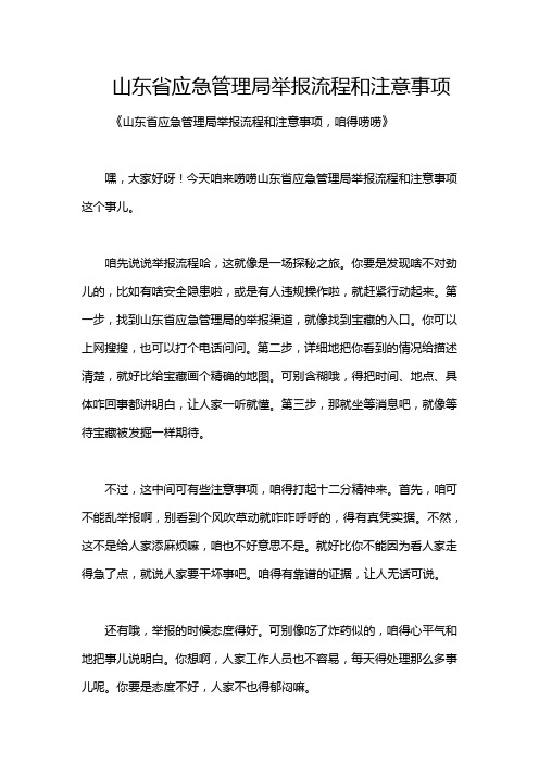 山东省应急管理局举报流程和注意事项