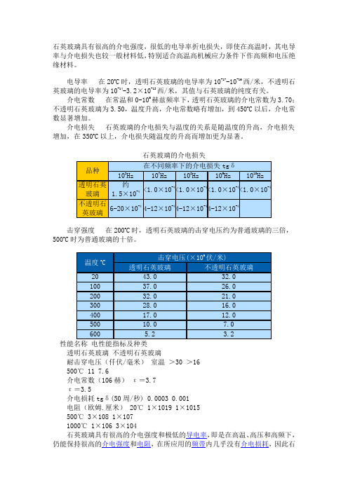 石英玻璃电学特性