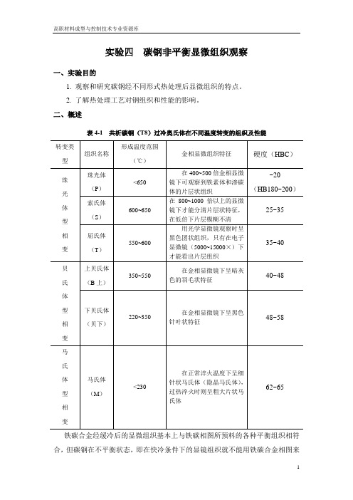 实验四钢非平衡显微组织观察.