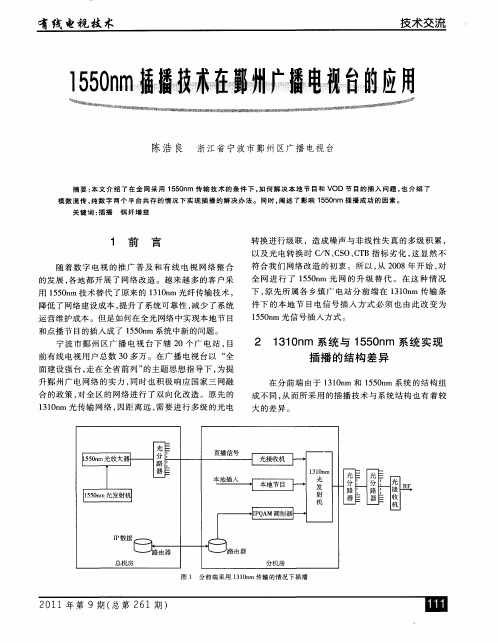 1550nm插播技术在鄞州广播电视台的应用