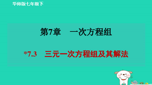 2024春七下第七章一次方程组7-3三元一次方程组及其解法作业新版华东师大版