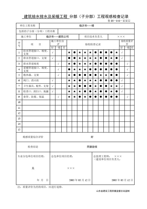 鲁SN-040分部工程观感检查记录