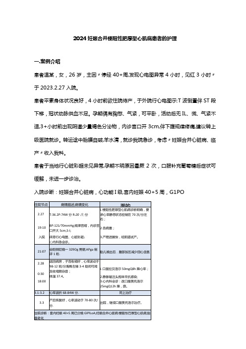 2024妊娠合并梗阻性肥厚型心肌病患者的护理