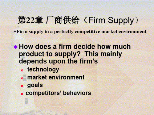 微观经济学第22章-firm-supply厂商供给(范里安)