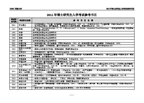 河海大学2011年博士研究生入学考试参考书目