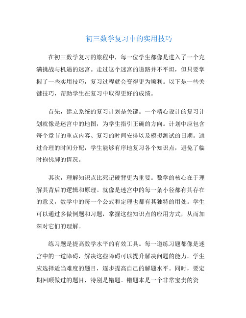 初三数学复习中的实用技巧