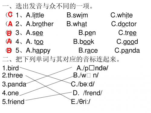 科普版小学四年级上册英语期中试卷