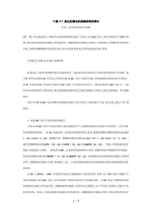 H级6kV高压防爆电机绝缘结构的探讨