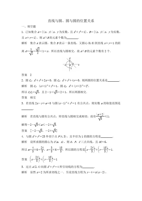 【苏教版(理)】【步步高】2014届高三数学大一轮复习讲义【Word版题库】9.4 直线与圆、圆与圆的位置关系