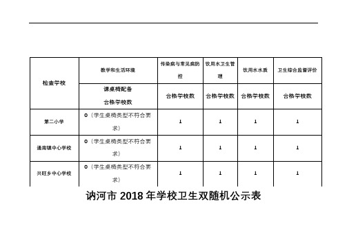 讷河市2018年学校卫生双随机公示表【模板】