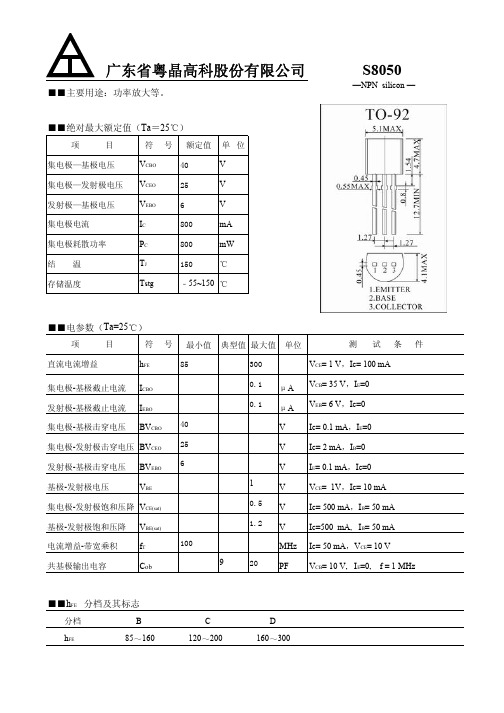 S8050 三极管中文资料