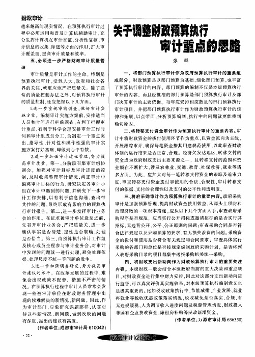 关于调整财政预算执行审计重点的思路
