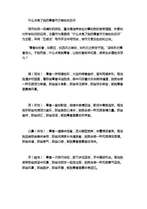 什么点亮了我的青春作文旁批和总评