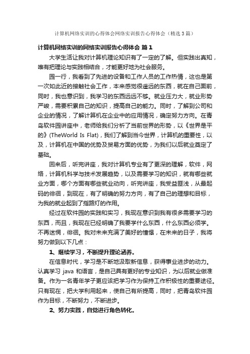 计算机网络实训的心得体会网络实训报告心得体会（精选3篇）