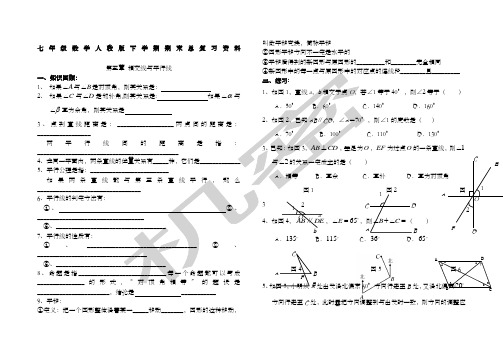 人教版七年级数学下册考点及典型题型总复习