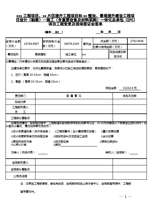 项目工程变更及现场签证会签单