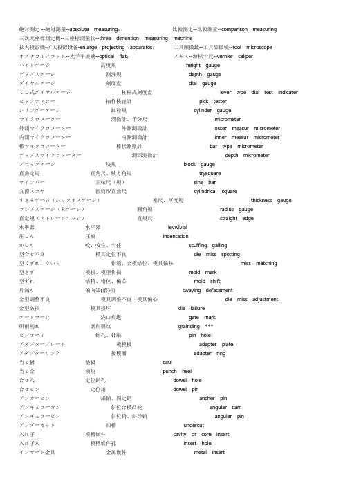 汽车日、中、英术语