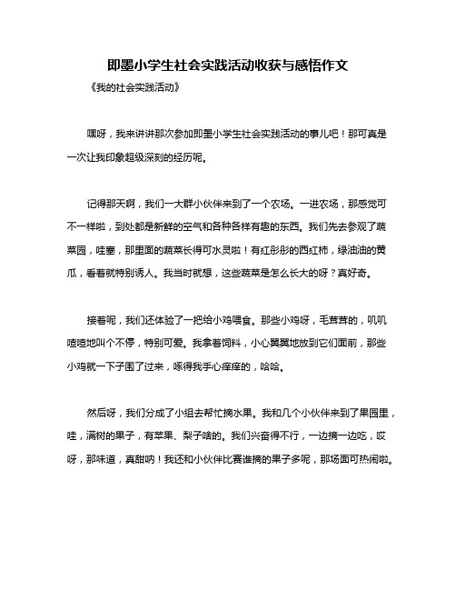 即墨小学生社会实践活动收获与感悟作文