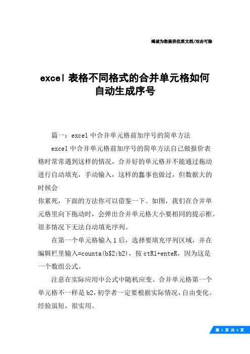 excel表格不同格式的合并单元格如何自动生成序号