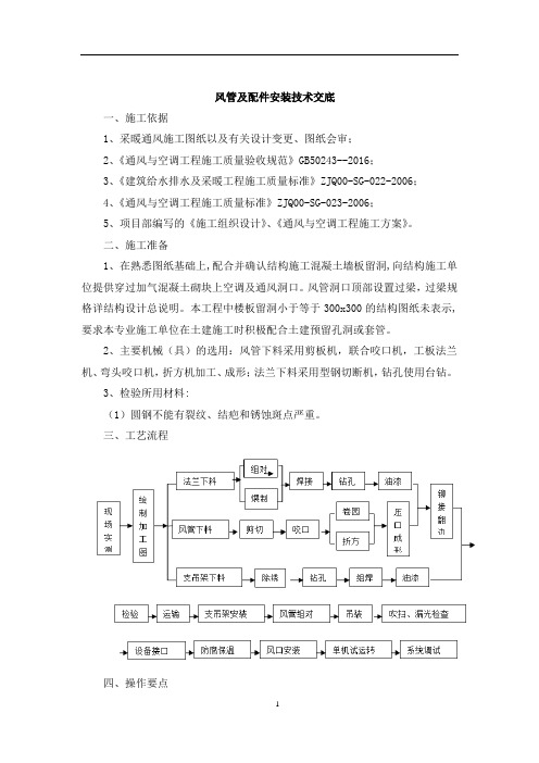 (2)风管及配件安装技术交底